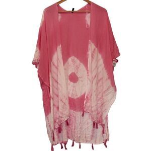 NEW Boho Me Pink Tie Dye Kimono Swim Cover Up Women S/M